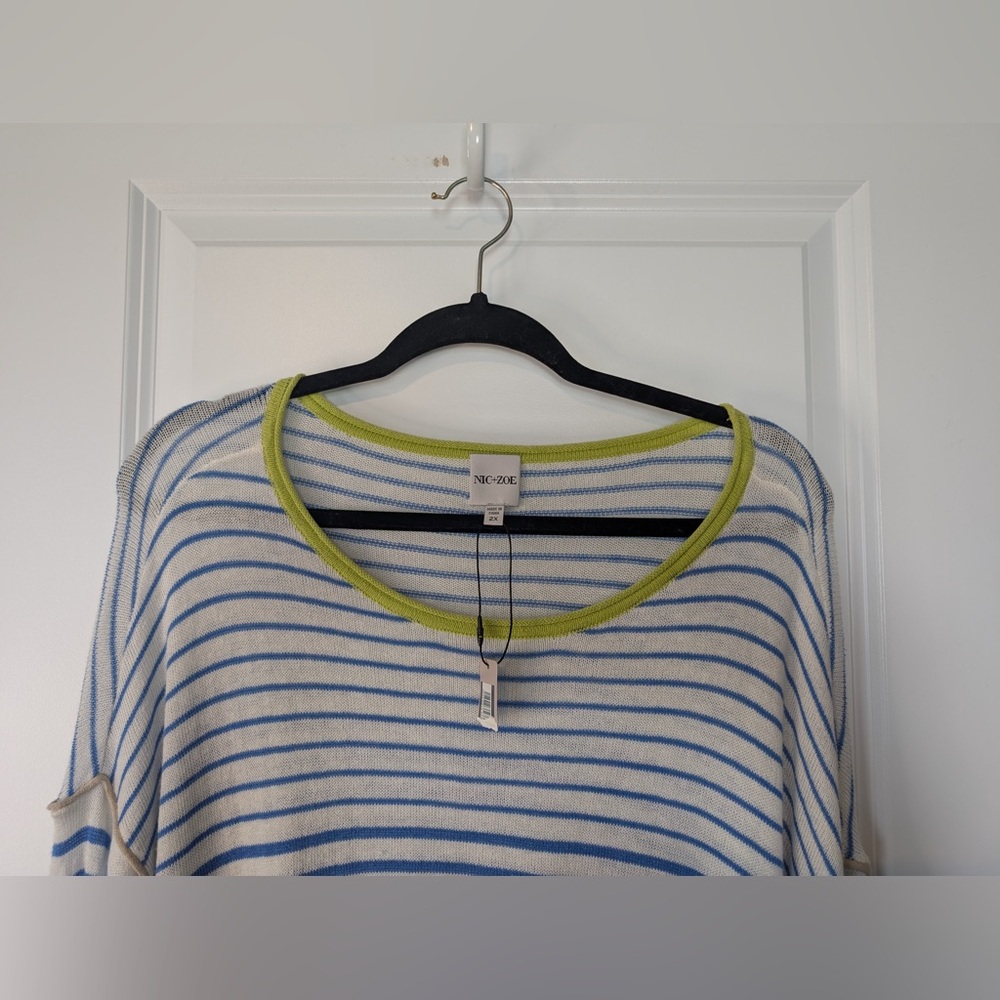 Nic+Zoe Striped Up Supersoft Sweater Blue White Stripes NWT Size 2X - Picture 3 of 11